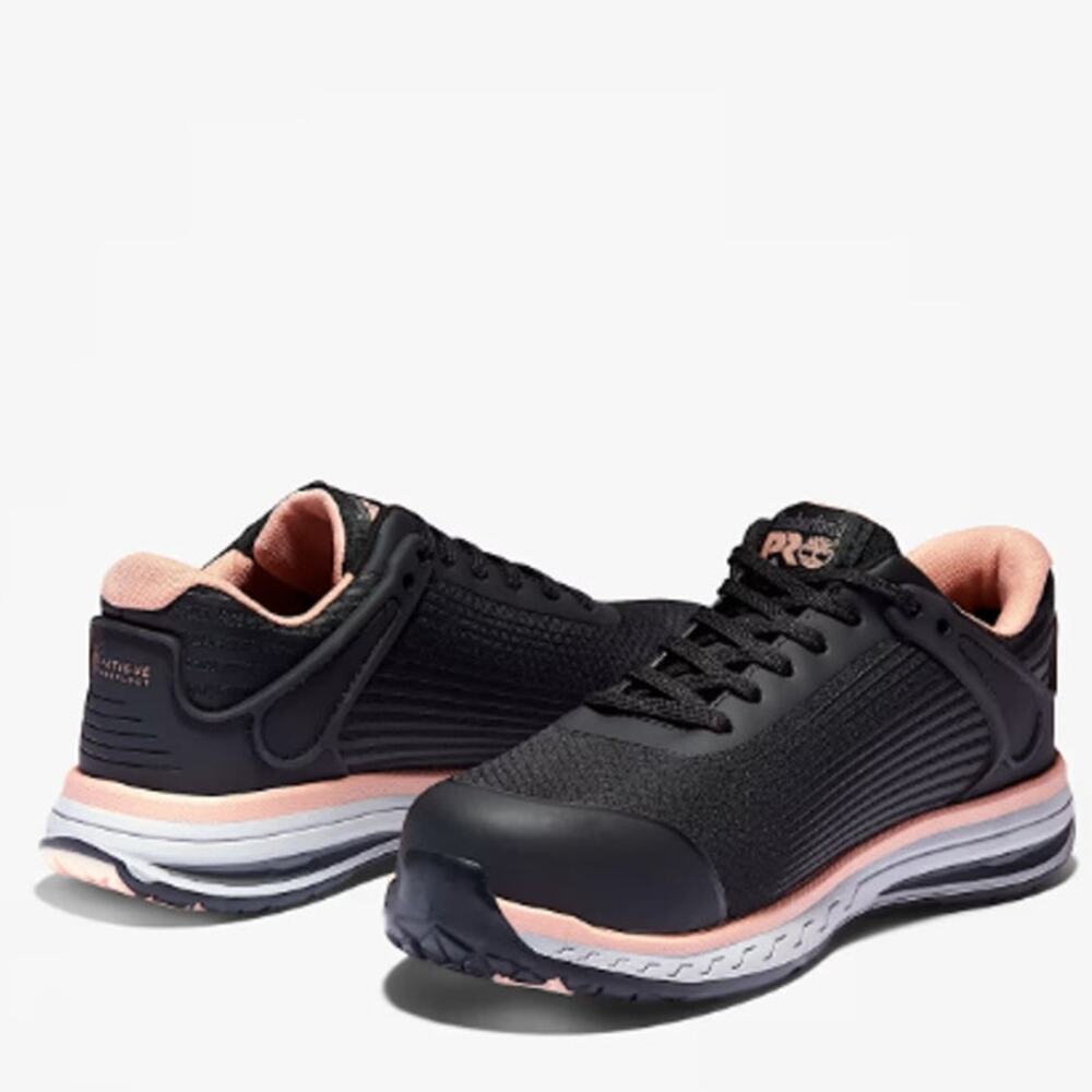 TIMBERLAND Womens PRO Drivetrain Work Sneaker 9.5 Black Pink Comp-Toe EH SR